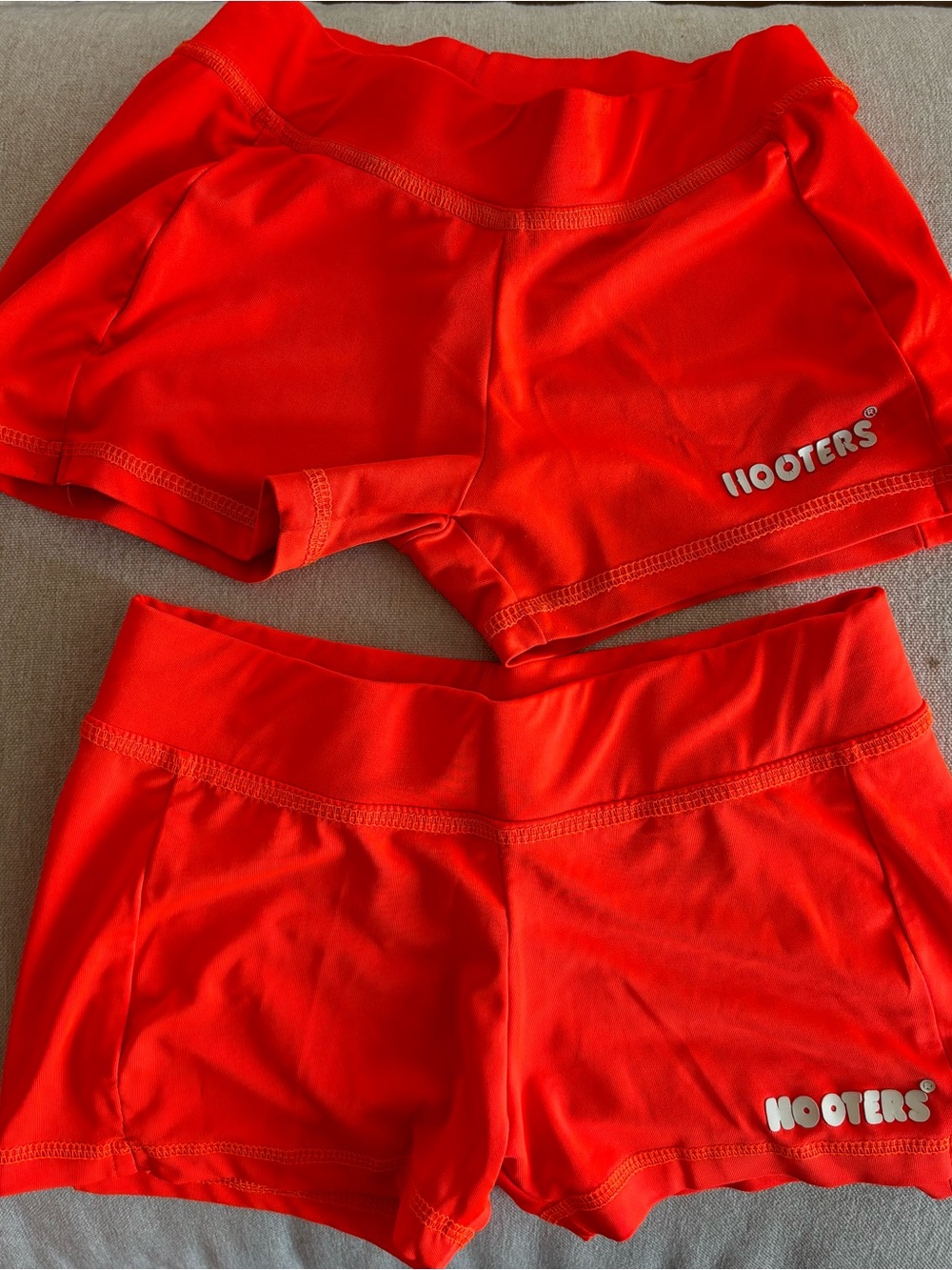 (2) Hooters Orange Athletic Shorts